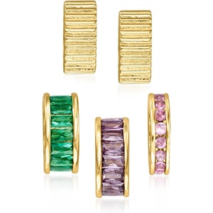image:imageRossSimons 14kt Yellow GoldPlated Jewelry Set 5 Bead Charms With Simulated Multicolored Gemstones