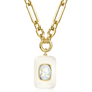 image:imageRossSimons 14kt Yellow GoldPlated Necklace With Simulated Opal and White Enamel 18 inches
