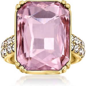 image:imageRossSimons 14kt Yellow GoldPlated Ring With Simulated Kunzite and 81 ct tw CzsCubic Zirconia
