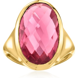 image:imageRossSimons 14kt Yellow GoldPlated Ring With Simulated Pink TourmalineNo Gemstone