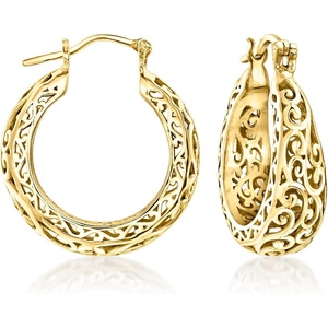 image:imageRossSimons 14kt Yellow GoldPlated Scrollwork Hoop Earrings