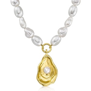 image:imageRossSimons 14kt Yellow GoldPlated Seashell Necklace With Simulated Baroque Pearls 18 inches