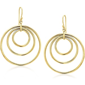 image:imageRossSimons 14kt Yellow GoldPlated TripleCircle Drop Earrings