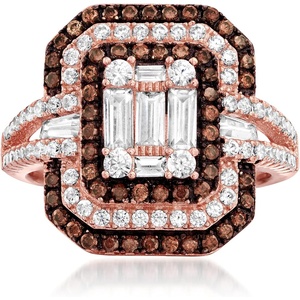 image:imageRossSimons 155 ct tw White and Brown CZ Ring in 18kt Rose Gold Over SterlingCubic Zirconia