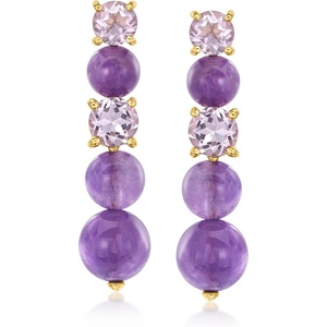 image:imageRossSimons 1630 ct tw Amethyst Drop Earrings in 18kt Gold Over Sterling