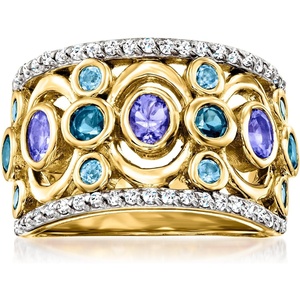 image:imageRossSimons 180 ct tw MultiGemstone Ring in 18kt Gold Over SterlingTanzanite