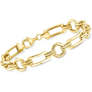 image:imageRossSimons 18kt Gold Over Sterling Alternating Rectangle and CircleLink Braceletno gemstone