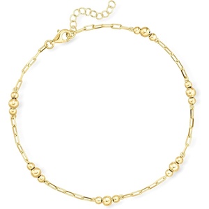 image:imageRossSimons 18kt Gold Over Sterling Bead Station Anklet 9 inches