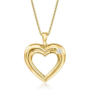 image:imageRossSimons 18kt Gold Over Sterling Heart Pendant Necklace With Single LabGrown Diamond 18 inches