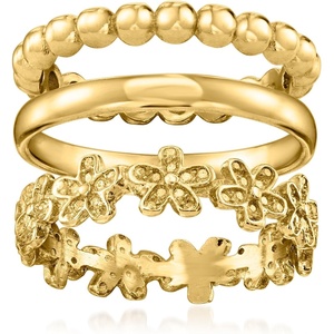 image:imageRossSimons 18kt Gold Over Sterling Jewelry Set 3 Textured and Polished RingsNo Gemstone