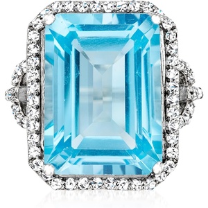 image:imageRossSimons 2000 Carat Swiss Blue Topaz and 90 ct tw White Topaz Ring in Sterling SilverTopaz