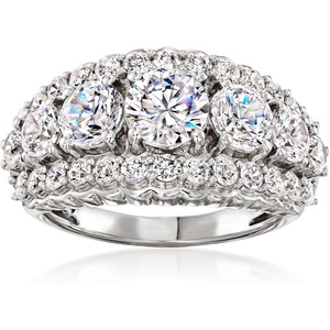 image:imageRossSimons 310 ct tw CZ 3Row Ring in Sterling SilverCubic Zirconia