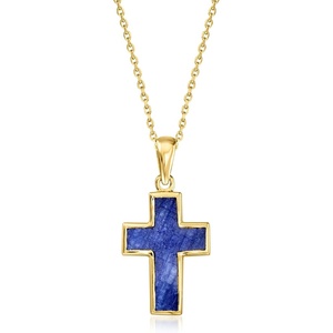 image:imageRossSimons 320 Carat Sapphire Cross Pendant Necklace in 18kt Gold Over Sterling 18 inches