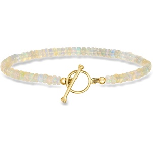 image:imageRossSimons 354mm Opal Bead CharmCompatible Toggle Bracelet in 18kt Gold Over SterlingOpal