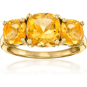image:imageRossSimons 370 ct tw Citrine 3Stone Ring in 18kt Gold Over SterlingCitrine