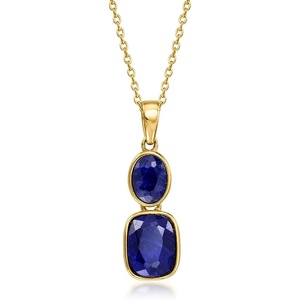 image:imageRossSimons 420 ct tw Sapphire DoubleDrop Pendant Necklace in 18kt Gold Over Sterling 18 inches