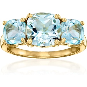 image:imageRossSimons 480 ct tw Sky Blue Topaz 3Stone Ring in 18kt Gold Over SterlingTopaz