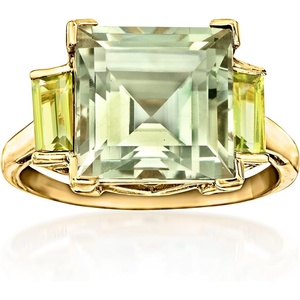 image:imageRossSimons 500 Carat Prasiolite and 80 ct tw Peridot Ring in 18kt Gold Over SterlingPeridot