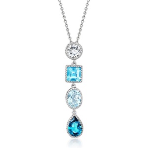 image:imageRossSimons 510 ct tw White and Tonal Blue Topaz Pendant Necklace in Sterling SilverTopaz