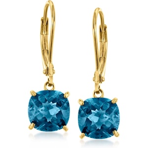 image:imageRossSimons 550 ct tw London Blue Topaz Drop Earrings in 18kt Gold Over Sterling