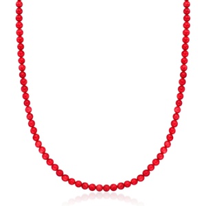 image:imageRossSimons 555mm Red Coral Bead Necklace With 18kt Gold Over Sterling 18 inches