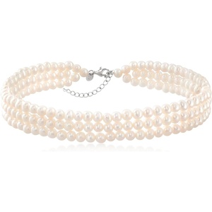 image:imageRossSimons 56mm Cultured Pearl 3Row Choker Necklace in Sterling Silver 14 inches