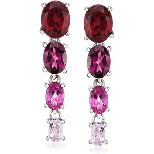 image:imageRossSimons 640 ct tw Graduated MultiGemstone Drop Earrings in Sterling Silver