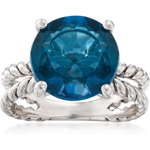 image:imageRossSimons 675 Carat London Blue Topaz OpenSpace Roped Ring in Sterling SilverTopaz