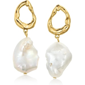 image:imageRossSimons 715mm Cultured Baroque Pearl Drop Earrings in 18kt Gold Over Sterling