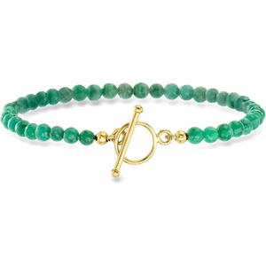 image:imageRossSimons 950 ct tw Emerald Bead CharmCompatible Toggle Bracelet in 18kt Gold Over SterlingEmerald