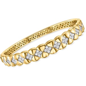 image:imageRossSimons Charles Garnier Quilted 120 ct tw CZ Bangle Bracelet in 18kt Gold Over Sterling 75 inches
