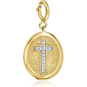 image:imageRossSimons Diamond Cross Charm in 18kt Gold Over Sterling