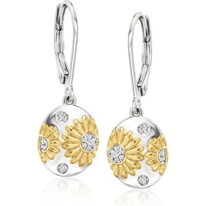 image:imageRossSimons Diamond Sunflower Drop Earrings in Sterling Silver and 18kt Gold Over Sterling