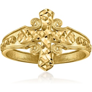 image:imageRossSimons Italian 10kt Yellow Gold Cross RingNo Gemstone