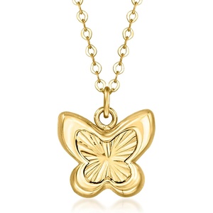 image:imageRossSimons Italian 10kt Yellow Gold Puffed Butterfly NecklaceNo Gemstone