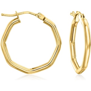 image:imageRossSimons Italian 14kt Yellow Gold Octagonal Hoop Earrings
