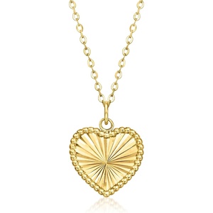 image:imageRossSimons Italian 14kt Yellow Gold Sunburst Heart Necklace 18 inches