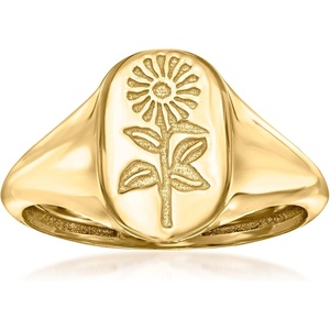 image:imageRossSimons Italian 14kt Yellow Gold Sunflower Signet RingNo Gemstone