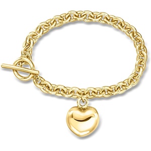image:imageRossSimons Italian 14kt Yellow GoldPlated Puffed Heart Toggle Braceletno gemstone