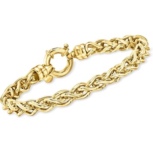 image:imageRossSimons Italian 18kt Gold Over Sterling Round WheatChain Braceletno gemstone