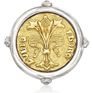 image:imageRossSimons Italian 2Tone Sterling Silver Replica Florin Coin RingNo Gemstone