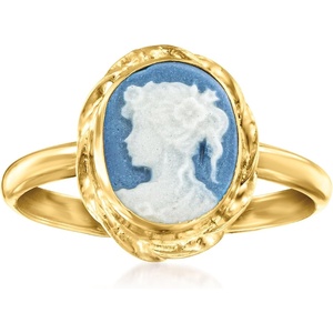 image:imageRossSimons Italian Blue Porcelain Cameo Ring in 18kt Gold Over SterlingNo Gemstone