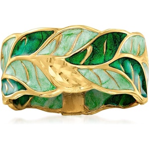 image:imageRossSimons Italian Green Enamel Leaf Ring in 14kt Yellow GoldNo Gemstone
