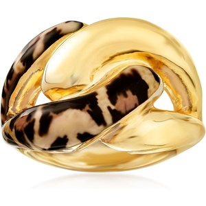 image:imageRossSimons Italian LeopardPrint Enamel Link Ring in 18kt Gold Over SterlingNo Gemstone