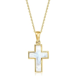 image:imageRossSimons Italian MotherOfPearl Cross Pendant Necklace in 18kt Gold Over Sterling 18 inches
