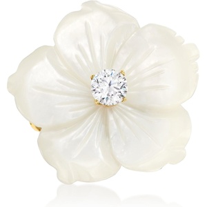 image:imageRossSimons Italian MotherOfPearl and 30 Carat CZ Flower Ring in 18kt Gold Over Sterlingmother of pearl