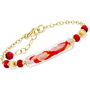 image:imageRossSimons Italian Multicolored Murano Glass Bead Bracelet in 18kt Gold Over Sterling 7 inches