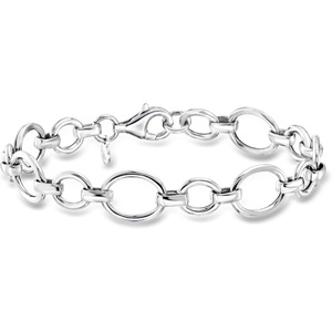 image:imageRossSimons Italian Sterling Silver Cable and OvalLink Braceletno gemstone