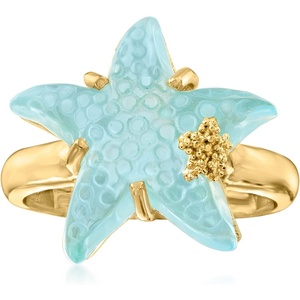 image:imageRossSimons Italian Tagliamonte 16mm Blue Venetian Glass Starfish Ring in 18kt Gold Over SterlingNo Gemstone