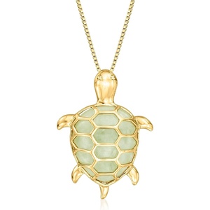 image:imageRossSimons Jade Turtle Pendant Necklace in 18kt Gold Over Sterling 18 inches